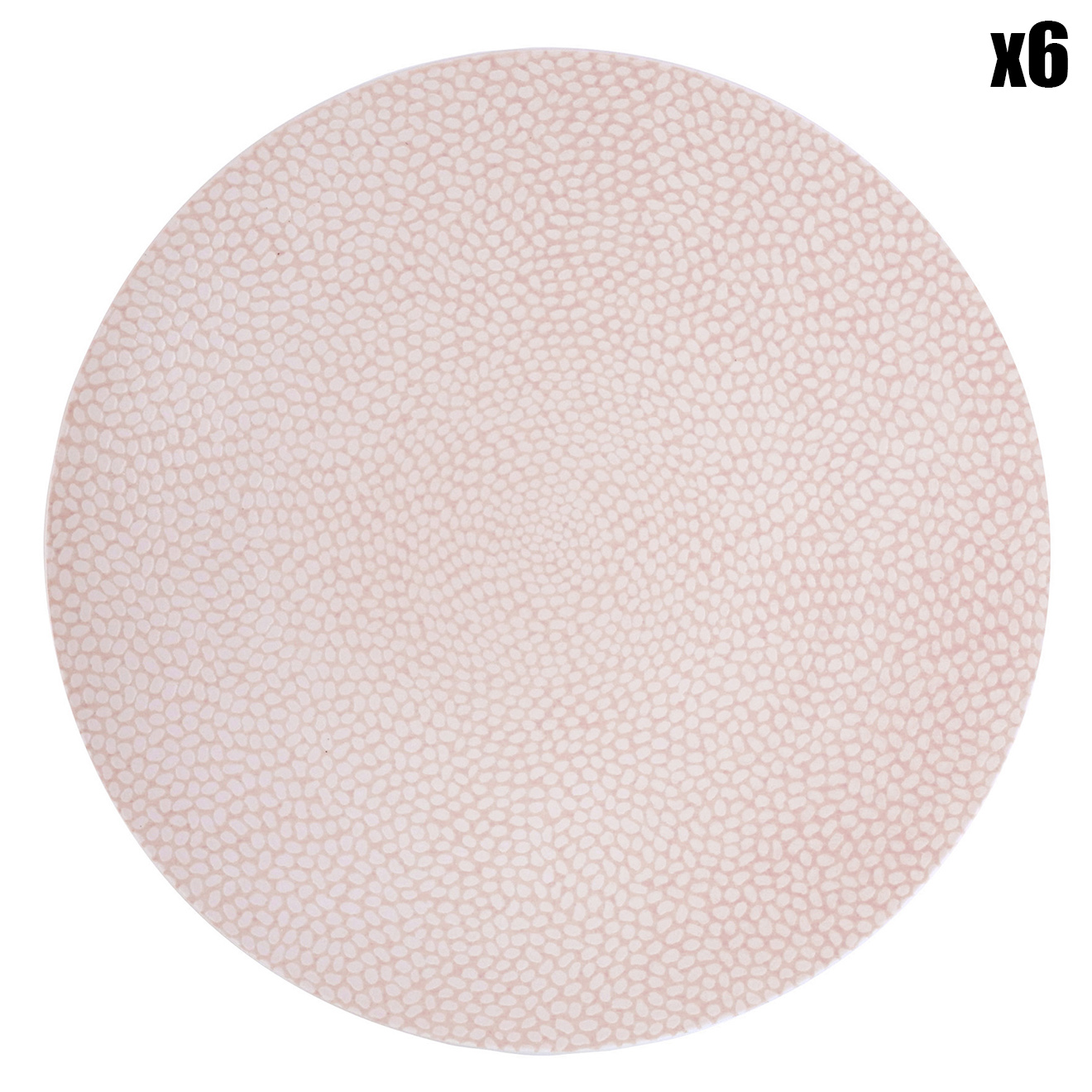 6 Assiettes plates Stone Rose Pastel