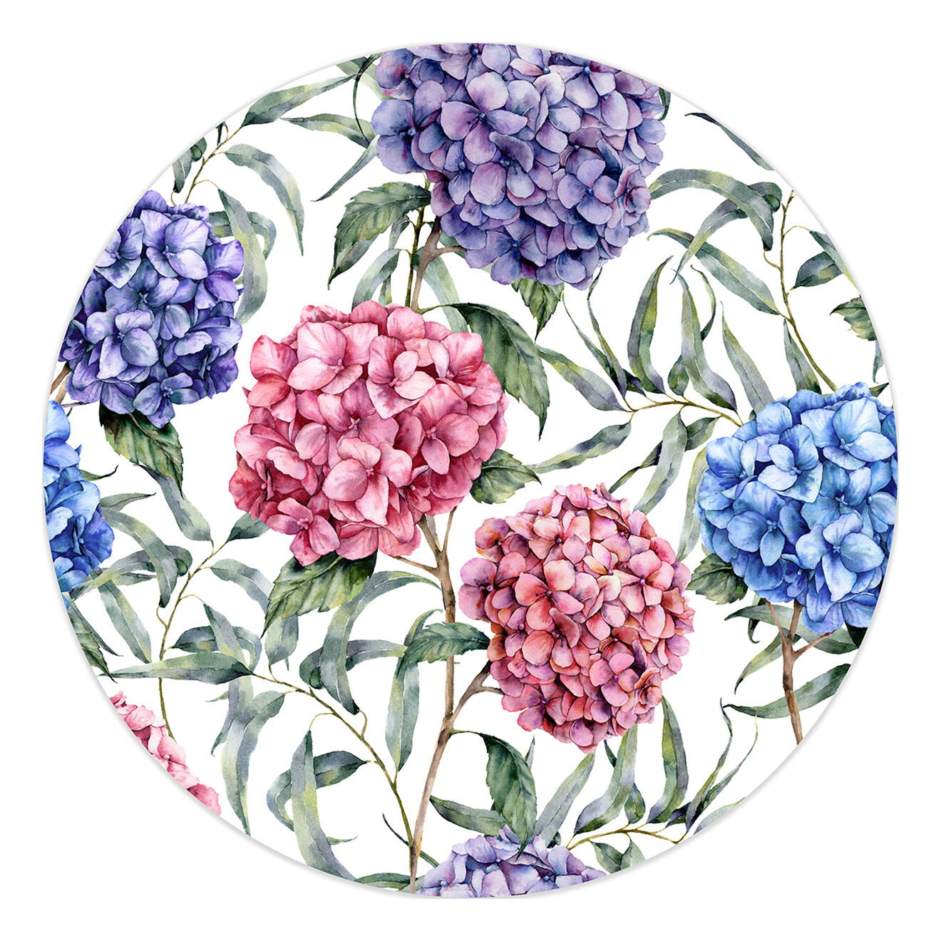 Tapis rond Hortensias multicolore - D.120 cm