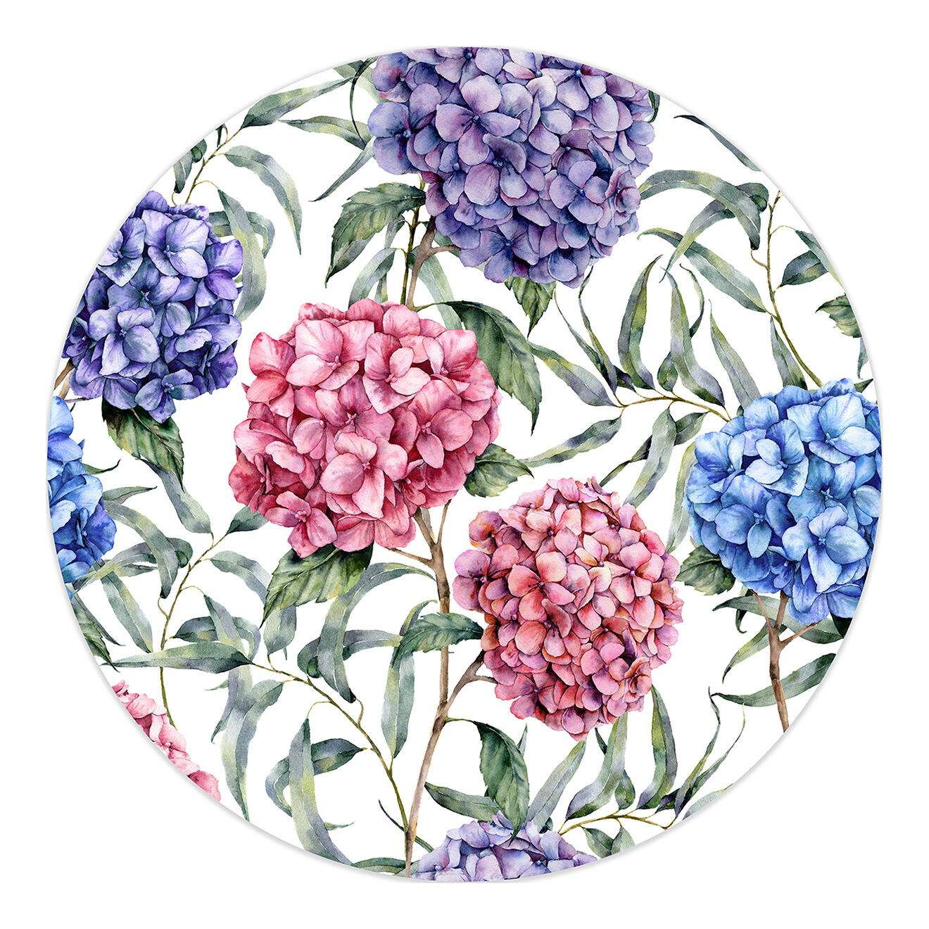 Tapis rond Hortensias multicolore - D.150 cm