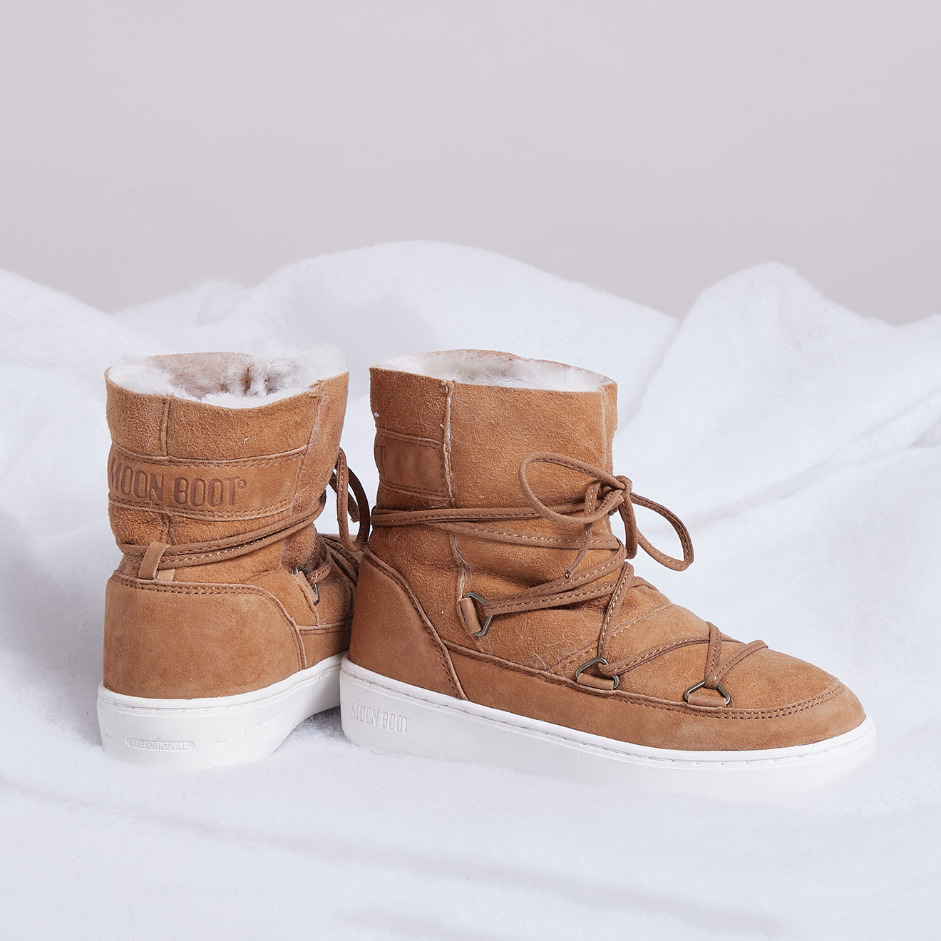 Moon Boot - Boots Après-ski fourrées mouton en Velours de Cuir Pulse Girl Shearling whisky