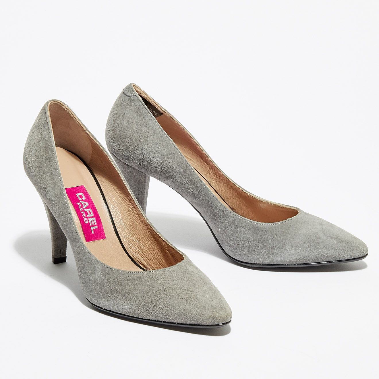 Escarpins en Velours de Cuir Aquilon gris - Talon 9 cm