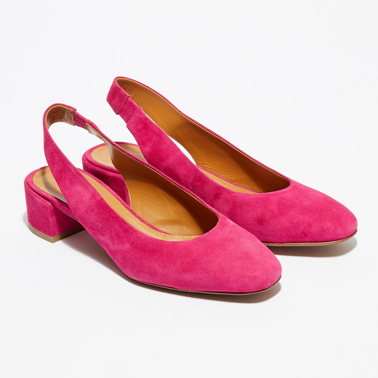 Sling Back en Velours de Cuir Varda fuschia