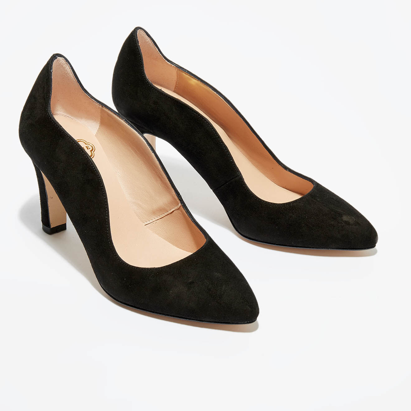 Escarpins en Velours de Cuir noirs - Talon 8 cm