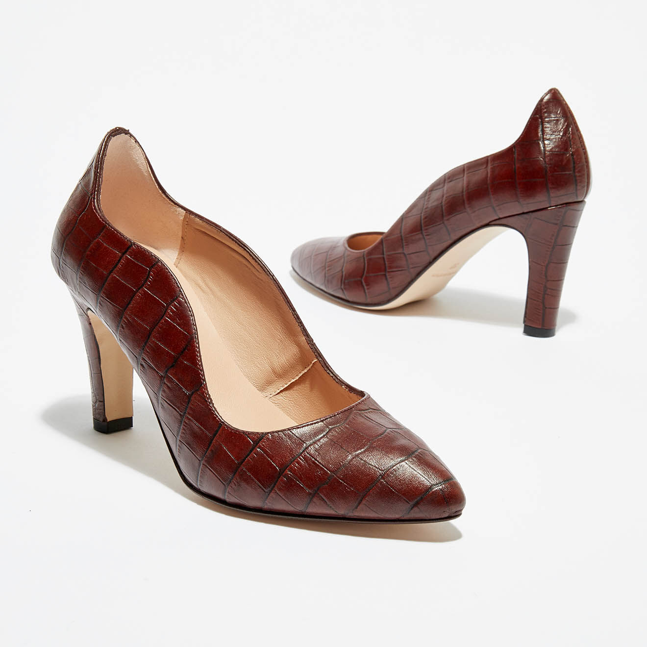 Escarpins en Cuir acajou - Talon 8 cm