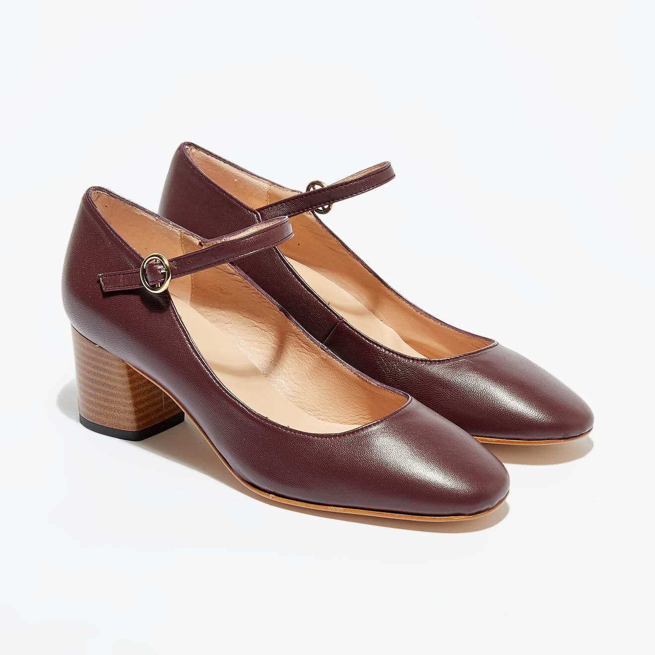 Babies en Cuir bordeaux - Talon 5.5 cm