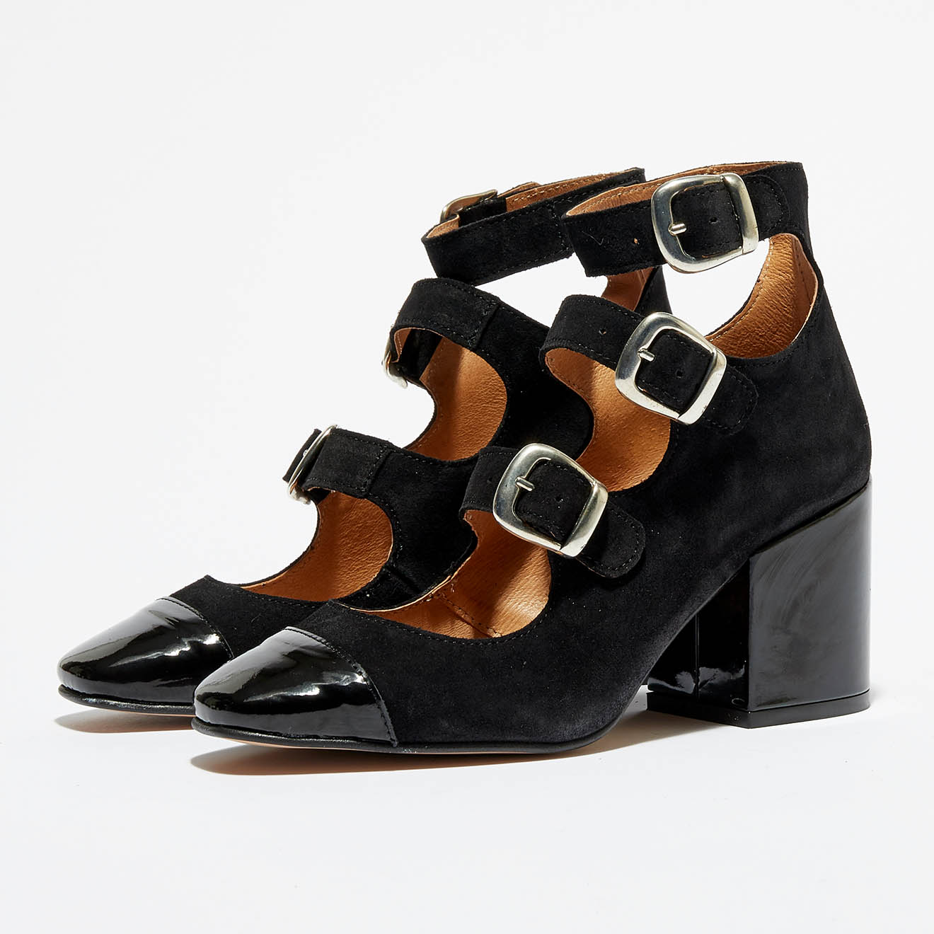 Escarpins en Velours de Cuir noirs - Talon 7.5 cm