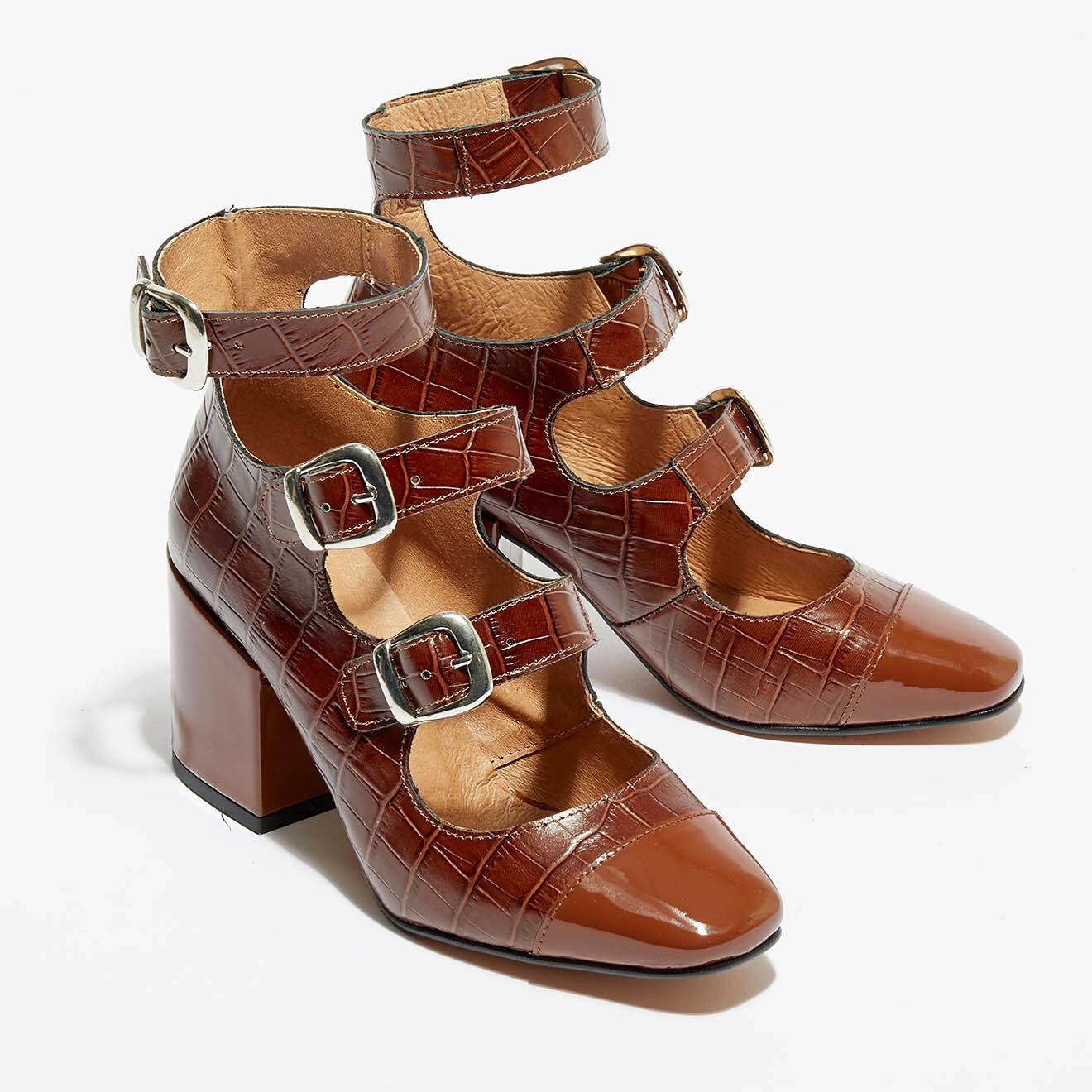 Escarpins en Cuir marron - Talon 7.5 cm